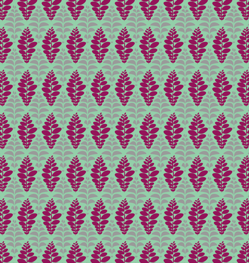 Motif floral, Feuilles algue fuchia clair