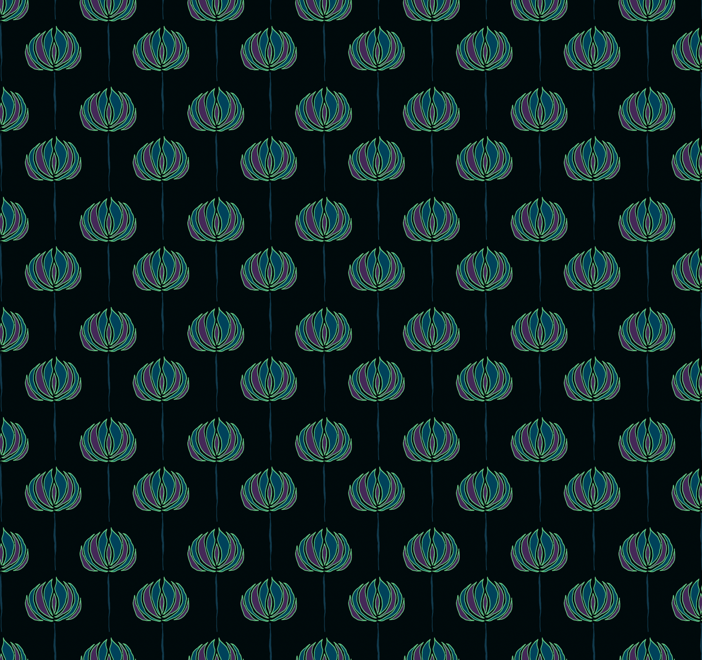 Motif retrofleurs, bleu foncé