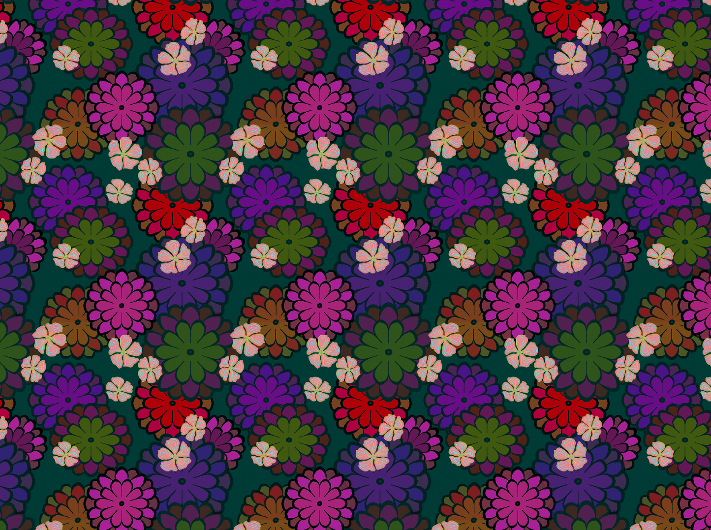 Motif fleurs manda petrol
