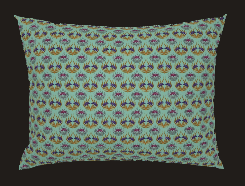 Motif fleuri deco turquoise