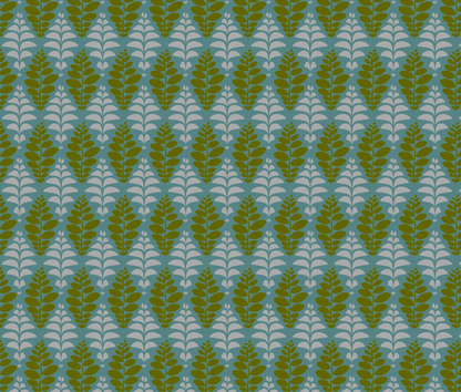 Motif floral, Feuilles algue bleu-vert clair