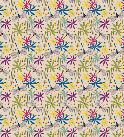 Libellules et fleurs