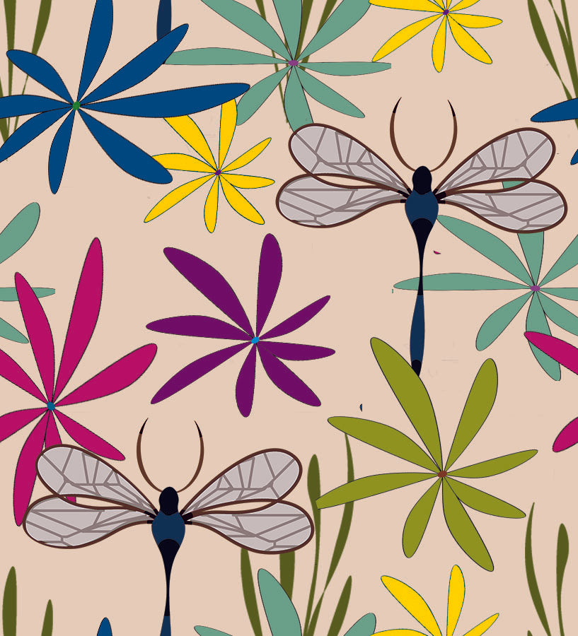 Libellules et fleurs