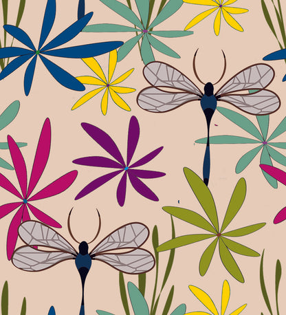 Libellules et fleurs